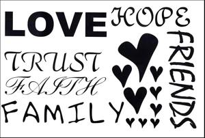 Väggtext - Engelska - Love, faith, trust