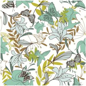 Kakeldekor - Kakeldekor Självhäftande - Blommor & fjärilar Blå Kakeldekor