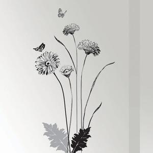 Väggdekor - Tryckta dekorer - Svarta och grå blommor